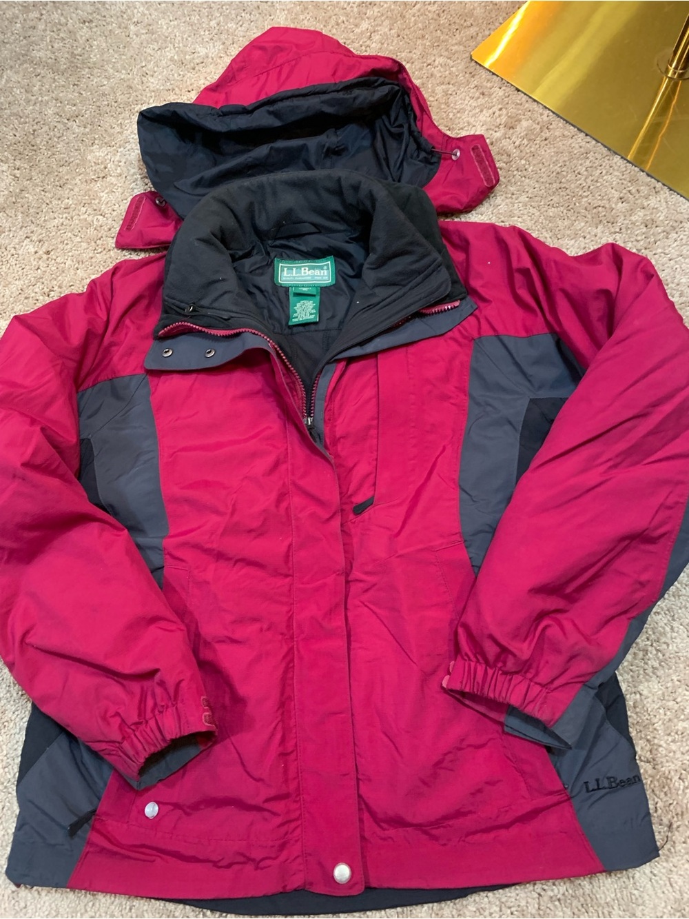 L.L. Bean Woman’s Pink and Gray Puffer Jacket with Hood